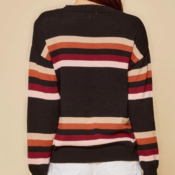 Last 1! NWT Black Striped Crewneck Sweater - Picture 6 of 8
